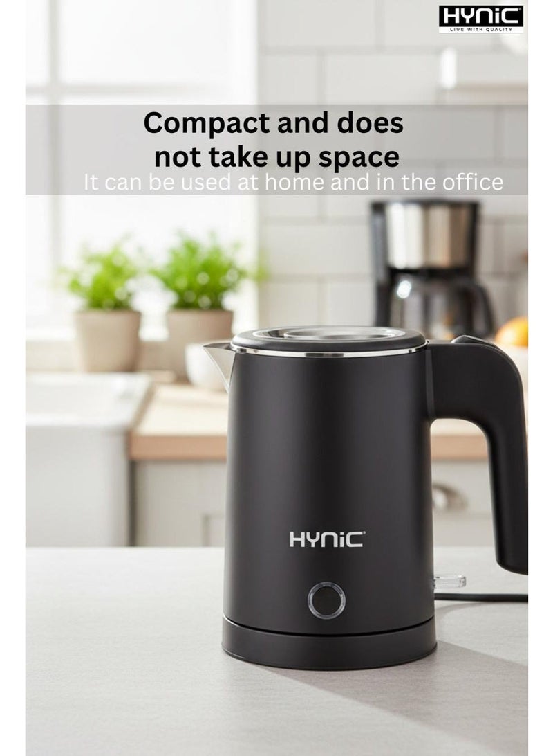 Hynic Portable Electric Travel Kettle 0.5L | 1500W Fast Boil, 304 Food-Grade Stainless Steel Seamless Inner | Double Wall Insulation & Auto Shut-Off | Compact Mini Tea & Coffee Pot for Home, Office & Travel - Image 2